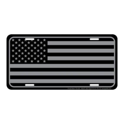 Blackout American Flag License Plate / No Surrender No Quarter Given Plates