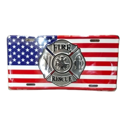 Fire Rescue License Plate / American Flag Vanity Plates
