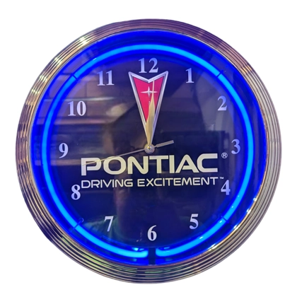 Licensed Pontiac Neon Clock / General Motors Car Clocks / Garage Single Band Neon Clocks