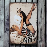 Pinup Girl With Dog Sign / Luck Dog Si..