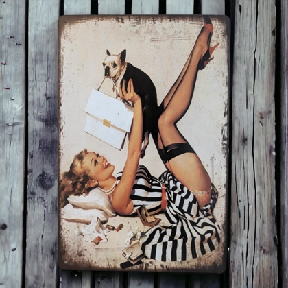 Pinup Girl With Dog Sign / Luck Dog Signs / A Pinup Girl With Dog Sign / Luck Dog Signs / A