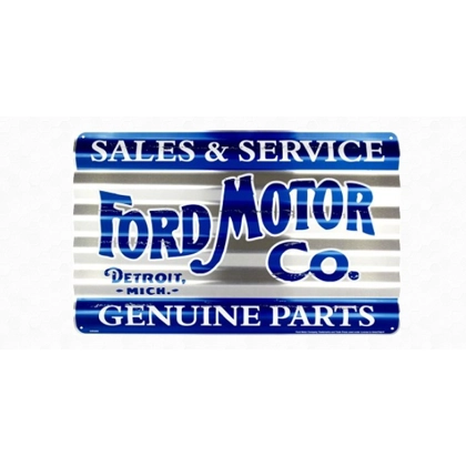 Licensed Ford Motors Corrugated Sign / Ford Genuine Parts Sales & Service Signs / Garage Vintage Car