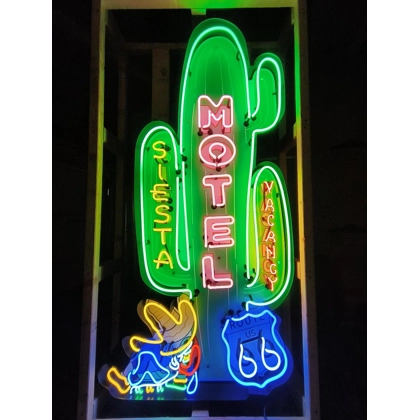 Route 66 Motel Siesta Neon Sign / Hotel Neon Signs Vintage Car Hot Rods