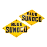 Set Blue Sunoco Porcelain Pump Plate S..