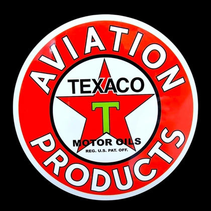 12" Texaco Aviation Sign / Petroliana Vintage Mens Garage Decor / Flying Airplane