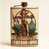 The Tiki Bar Is Open Flask / Happy Hou..
