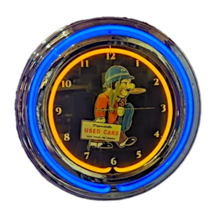 Used Car Dealership Neon Clock / Used Cars Double Band Neon Clocks