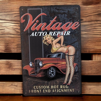 Vintage Auto Repair Pin-Up Girls Sign / Vintage Pin-Up Signs /Auto Repair Signs