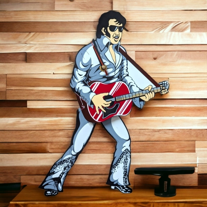 Elvis Presley Pendulum Clock / Dancing Elvis Clocks / White and Gray with Guitar
