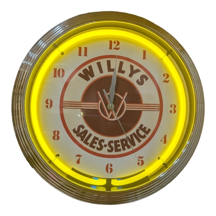 Licensed Willys Neon Clock / Sales and Service / Jeep Neon Clocks