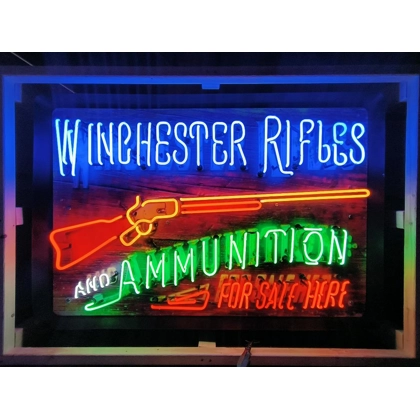 Winchester Rifles Neon Sign / Ammunition For Sale Gun Rifle Wall Signs