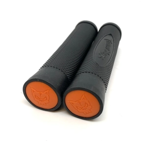 Team Dogz Black PU Handlebar Grips - Orange Bung Ends