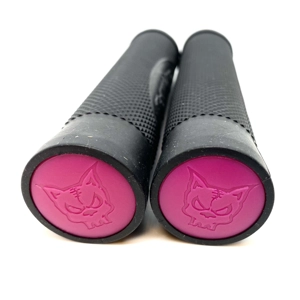 Team Dogz Black PU Handlebar Grips - Purple Bung Ends