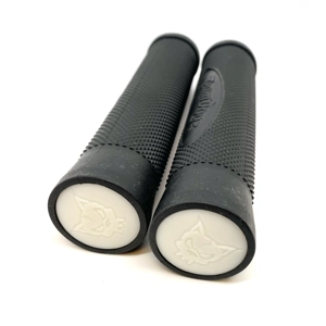 Team Dogz Black PU Handlebar Grips - White Bung Ends