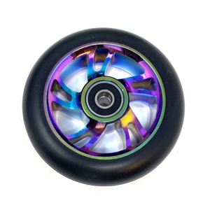 100mm Swirl Core Stunt Scooter Wheel Rainbow Core, Black pU 100mm Swirl Core Stunt Scooter Wheel Rainbow Core, Black pU