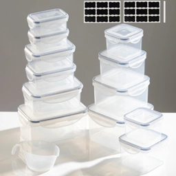 12 Pcs Clear Plastic Food Storage Containers Set With Clip..