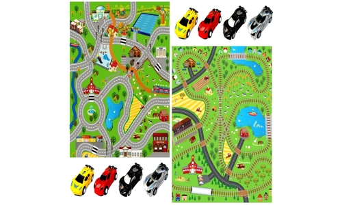 Rexco Giant Kids Playmat Rail Road Carpet Rug Play Mat With Toy Cars Rexco Giant Kids Playmat Rail Road Carpet Rug Play Mat With Toy Cars