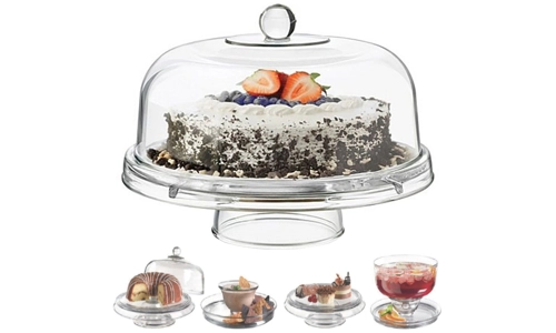 Multi Functional 6in1 Clear Cake Stand Dome Platter Dip Server Punch Salad Bowl Multi Functional 6in1 Clear Cake Stand Dome Platter Dip Server Punch Salad Bowl