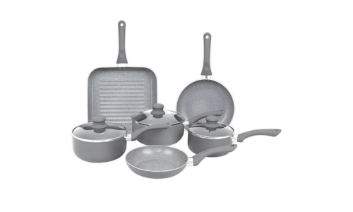 Gr8 Home Induction Aluminium 9 Piece Non Stick Grey Marble Effect Frying Saucepan Grill Pan Set Kitchen Cookware Kit Gr8 Home Induction Aluminium 9 Piece Non Stick Grey Marble Effect Frying Saucepan Grill Pan Set Kitchen Cookware Kit