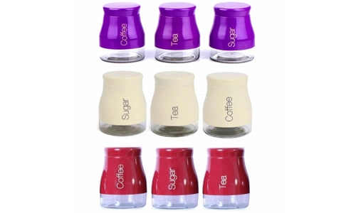 Gr8 Home SET OF 3 KITCHEN STORAGE CANISTERS TEA COFFEE SUGAR JARS POTS CONTAINERS CADDY Gr8 Home SET OF 3 KITCHEN STORAGE CANISTERS TEA COFFEE SUGAR JARS POTS CONTAINERS CADDY