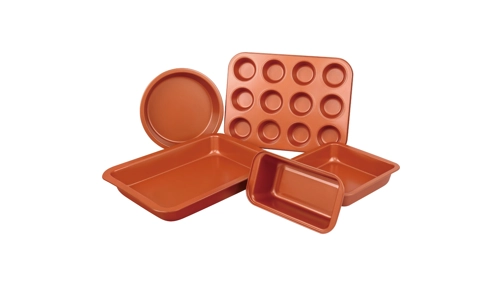 Copper Non Stick 5 Pc Cake Biscuit Muffin Oven Baking Tin Tray Pan Bakeware Set Copper Non Stick 5 Pc Cake Biscuit Muffin Oven Baking Tin Tray Pan Bakeware Set