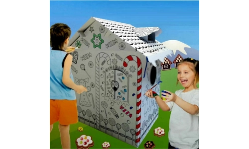 Colour Your Own Gingerbread House Childrens Playhouse Kids Cardboard Wendy Tent