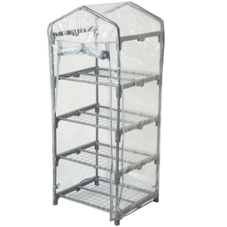 4 Tier Grey Greenhouse Garden Plant Growing Metal Frame Pl..