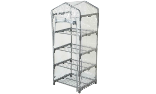 4 Tier Grey Greenhouse Garden Plant Growing Metal Frame Plastic PVC Zip Up Cover 4 Tier Grey Greenhouse Garden Plant Growing Metal Frame Plastic PVC Zip Up Cover