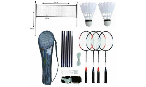 PROFESSIONAL BADMINTON SET 4 PLAYER RACKET SHUTTLECOCK POLES NET BAG GAME 211074 PROFESSIONAL BADMINTON SET 4 PLAYER RACKET SHUTTLECOCK POLES NET BAG GAME 211074