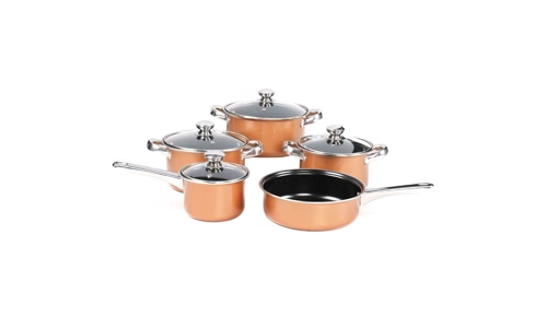 Copper 9 Pc Cookware Milk Frying Pan Saucepan Casserole Pot Kitchen Cookware Set Copper 9 Pc Cookware Milk Frying Pan Saucepan Casserole Pot Kitchen Cookware Set