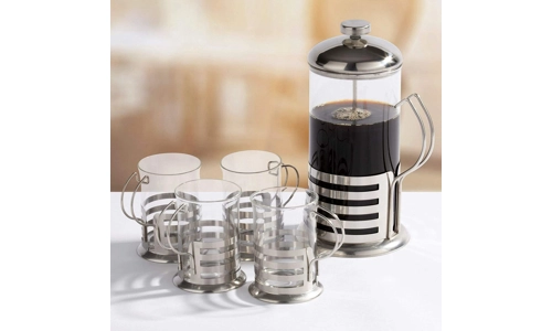 Gr8 Home Stainless Steel 1 Litre French Press Serving Cafetiere Filter Coffee Tea Maker Plunger Mixer Glass Pitcher with 4 Cup Mug Glasses Gift Set Gr8 Home Stainless Steel 1 Litre French Press Serving Cafetiere Filter Coffee Tea Maker Plunger Mixer Glass Pitcher with 4 Cup Mug Glasses Gift Set