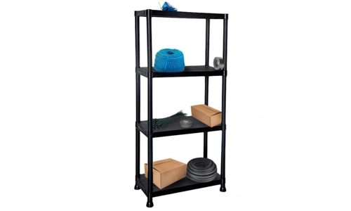 Black 4 Tier Plastic Shelving Unit Storage Racking Shelves Garage Warehouse Shed Black 4 Tier Plastic Shelving Unit Storage Racking Shelves Garage Warehouse Shed