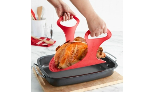 Reusable Non Stick Silicone Chicken Turkey Meat Lifter Roast Ham Kitchen Tool