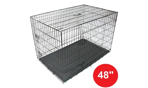 Black 48" Pet Cages Metal Dog Cat Puppy Carrier Crate Animal Vet Transport Tray