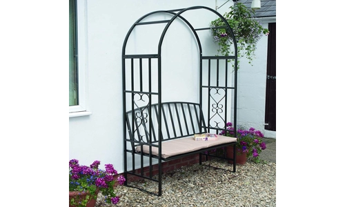 Garden Metal Black Rose Arch Trellis Climbing Plant With Bench Pergola Arbour