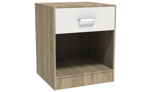 Bedroom Bedside Table Cabinet Lamp Night Stand With Drawer White & Oak AC004