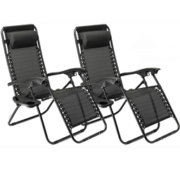 2 x Zero Gravity Reclining Garden Chair Sun Beach Lounger ..