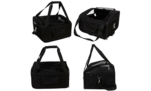 Black Car Seat & Carrier Cat Small Dog Pet Puppy Travel Cage Bag Belt Booster