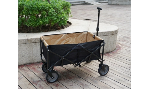 Black Pull-Along Folding Hand Cart Garden Wagon Festival Camping Beach Trolley