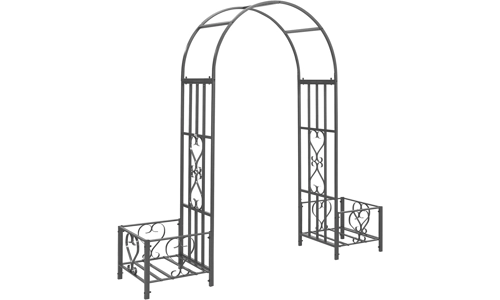 Metal Garden Patio Arch With Planters Rose Arbour Archway Climbing Plant Trellis