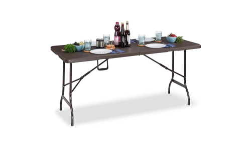 Wooden Effect 6ft Heavy Duty Folding Table Garden Camping Trestle Dining Picnic