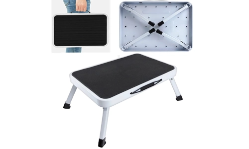 Single Step Folding Caravan Stool Steel Non Slip Mat Ladder Van Motorhome Camper