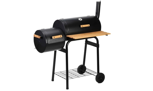 Large Charcoal Barrel BBQ Grill Smoker Garden Barbecue Patio Portable Wheels