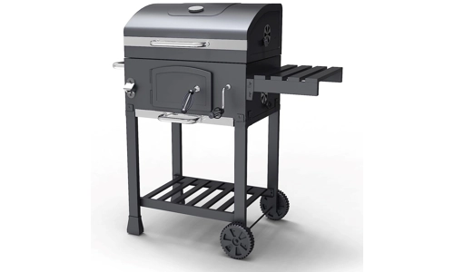 Large Rectangular Adjustable Charcoal BBQ Grill Garden Barbecue Trolley Wheels