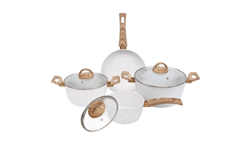 Coconut Aluminium 7 Pcs Induction Non Stick Frying Pan Saucepan Pot Cookware Set