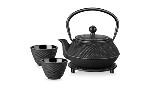 Stovetop 5 in 1 Tetsubin Teapot Set Japanese Cast Iron 800ml Kettle Cups Tea Pot