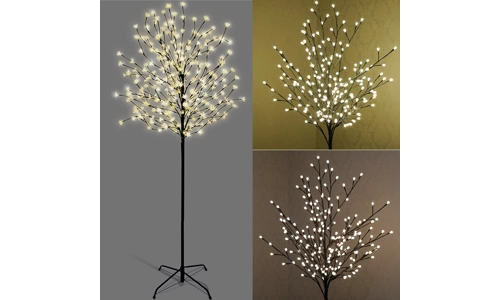 Large 5ft Pre-Lit Light up 200 LED Xmas Berry Blossom Christmas Tree With Stand
