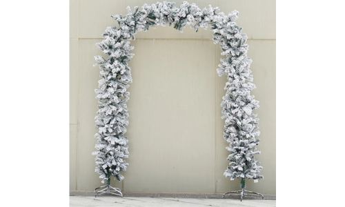 Indoor 8ft Flocked Christmas Tree Arch PVC Doorway Archway Xmas With Snow Tips