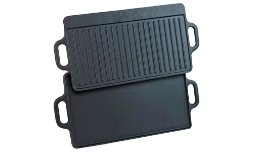 Non Stick Cast Iron Reversible Griddle Plate Ribbed Pan BBQ Grill Hob Cooking