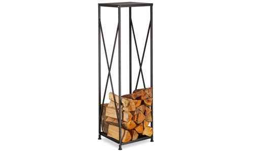 Large Black Metal Steel Firewood Rack Log Wood Storage Holder Tall Shelf Stand